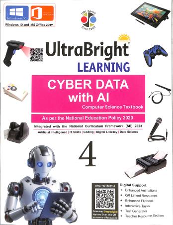 Book cover number 1 for Ultra Bright Learning Cyber Data With AI 4 (Computer Science Textbook) NEP 2020 / NCF SE 2023 written by NA published by Deepu Prakashan