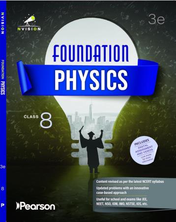 Book cover number 1 for Nvision Foundation Physics Grade 8 (2026) written by Charry Yadav, Harshit Goyal published by Pearson Education