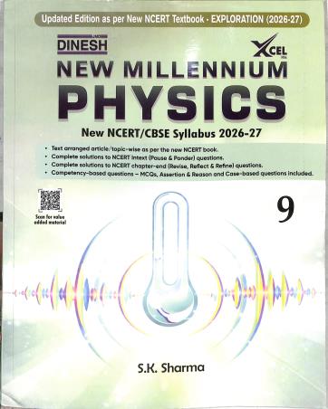 Book cover number 1 for Dinesh New Millennium Physics Class 9 CBSE Exploration (2026-27) written by S. K. Sharma published by S. Dinesh Sales Corp.