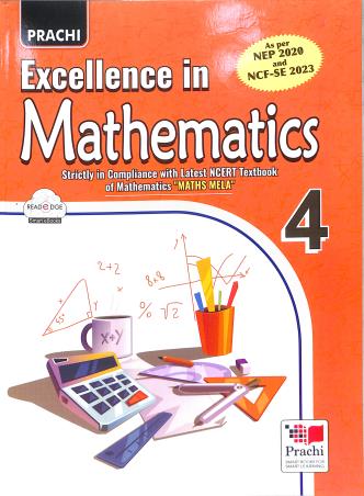 Book cover number 1 for Excellence In Mathematics 4 (NEP 2020 And NCF SE 2023) ''Maths Mela'' written by R. K. Tyagi, Ranjan Mohanty published by Prachi (India) Pvt. Ltd.