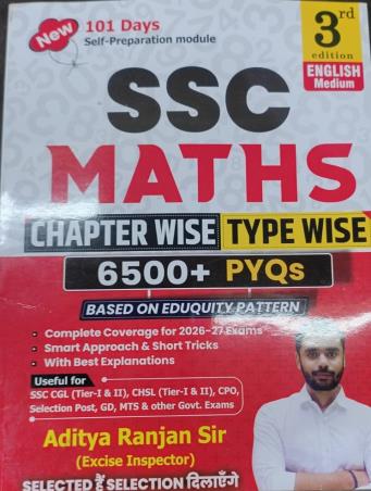 Book cover number 1 for SSC Maths Chapter Wise 6500 + TCS MCQ (English Medium) 3rd Edition written by Aditya Ranjan published by Aditya Ranjan Publications