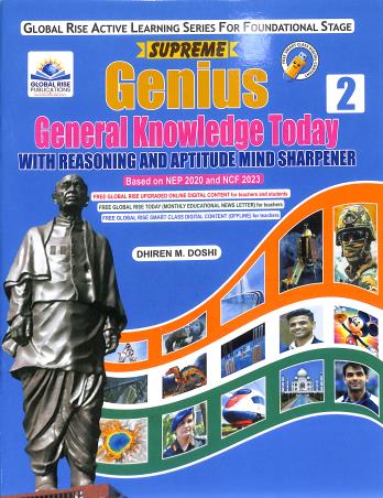 Book cover number 1 for Supreme Genius General Knowledge Today 2 (NEP 2020 And NCF 2023) Foundational Stage written by NA published by Global Rise Publications