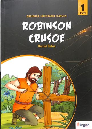 Book cover number 1 for Robinson Crusoe Level 1 written by Daniel Defoe published by English Press
