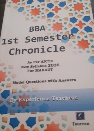 Book cover number 1 for BBA 1st Semester Chronicle As Per AICTE New Syllabus 2026 For MAKAUT written by NA published by Taurean Publications