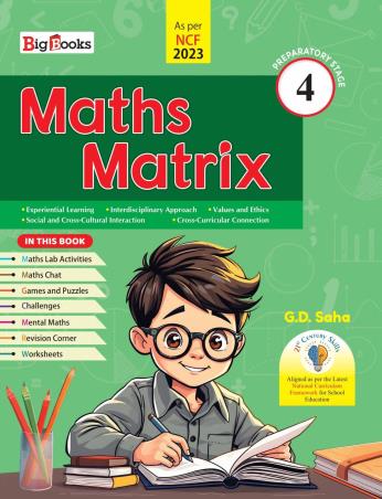 Book cover number 1 for Maths Matrix 4 (NCF 2023) Preparatory Stage written by NA published by Big Books