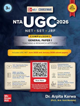 Book cover number 1 for Courseware NTA UGC 2026 (General Paper 1) Teaching and Research Aptitude written by Arpita Karwa published by McGraw Hill Education Private Limited