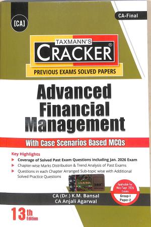 Book cover number 1 for Taxmann's Cracker Advanced Financial Management (Group 1 Paper 2) CA Final written by K. M. Bansal, Anjali Agarwal published by Taxmann Publications Pvt. Ltd.