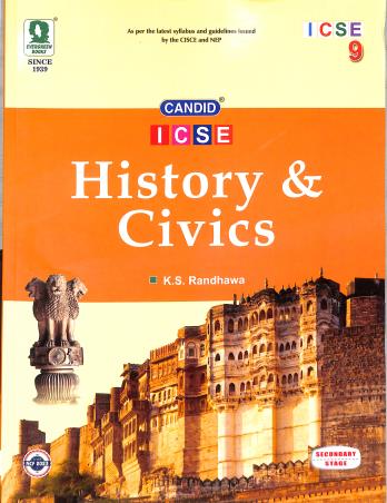 Book cover number 1 for Candid ICSE History & Civics 9 (2028) NEP / NCF 2023 written by K. S. Randhawa published by Evergreen Publications (India) Ltd.