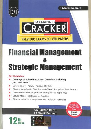Book cover number 1 for Taxmann's Cracker Financial Management & Strategic Management (Group 2 Paper 6) CA Intermediate written by Rakesh Rathi, Vivek Panwar published by Taxmann Publications Pvt. Ltd.