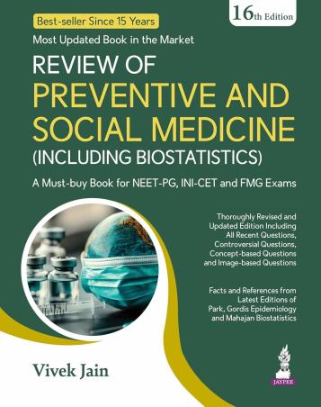 Book cover number 1 for Review Of Preventive And Social Medicine (Including Biostatistics) written by Vivek Jain published by Jaypee Brothers Medical Publishers (P) Ltd.