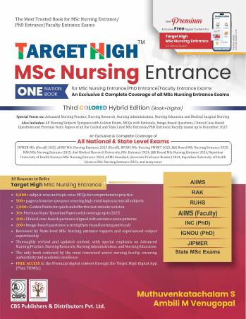 Book cover number 1 for Target High MSc Nursing Entrance written by Muthuvenkatachalam S., Ambili M. Venugopal published by CBS Publishers & Distributors Pvt. Ltd.