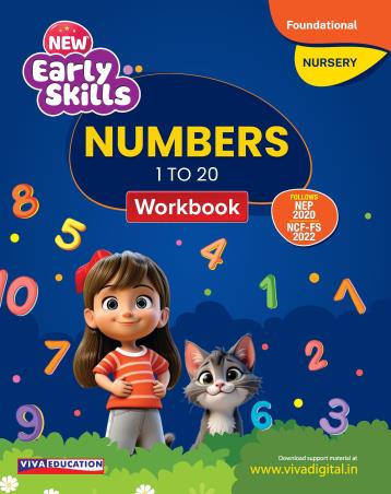 Book cover number 1 for New Early Skills Numbers 1 To 20 Workbook - Nursey (NEP 2020 / NCF FS 2022) written by NA published by Viva Education