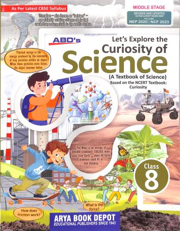 Book cover number 1 for ABD's Let's Explore The Curiosity Of Science Class 8 CBSE (NEP 2020 / NCF 2023) written by NA published by Arya Book Depot