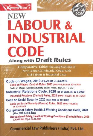 Book cover number 1 for Commercial's New Labour & Industrial Code (4th Edition 2026) written by NA published by Commercial Law Publishers (India) Pvt. Ltd.