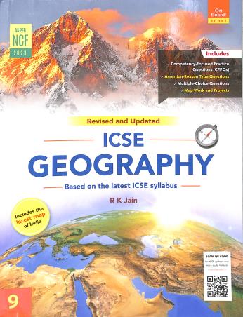 Book cover number 1 for ICSE Geography 9 (NCF 2023) written by R. K. Jain published by On Board! Books