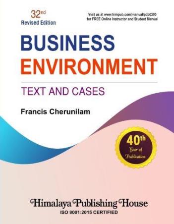 Book cover number 1 for Business Environment Text And Cases written by Francis Cherunilam published by Himalaya Publishing House