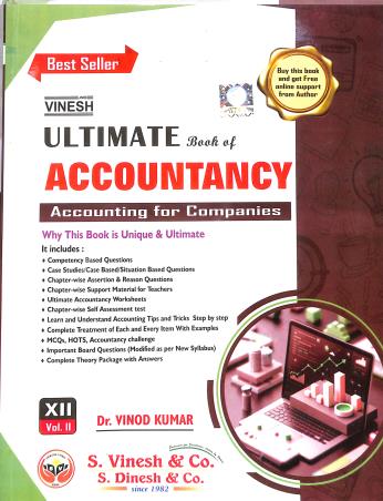 Book cover number 1 for Vinesh Ultimate Book Of Accountancy 12 Vol.2 (2027) CBSE (Accounting For Companies) written by Vinod Kumar published by S. Dinesh & Co.