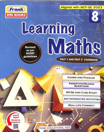 Book cover number 1 for Learning Maths Class 8 Part 1 & 2 Combined (CBSE) NCF SE 2023 written by NA published by Frank Educational Aids