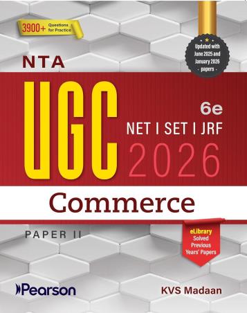 Book cover number 1 for NTA-UGC NET|SET|JRF Commerce Paper 2 (2026) written by K. V. S. Madaan published by Pearson Education
