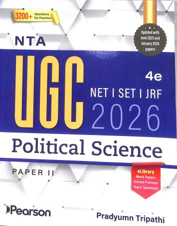 Book cover number 1 for NTA UGC NET| SET| JRF| Political Science Paper 2 (2026) written by Pradyumn Tripathi published by Pearson Education