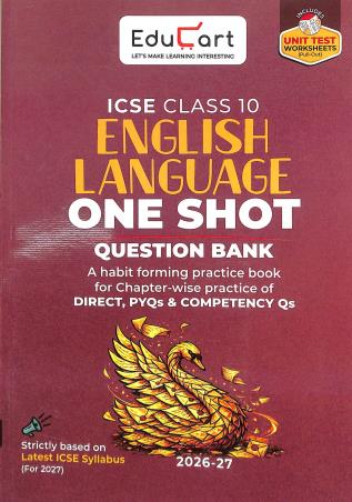 Book cover number 1 for ICSE Class 10 English Language One Shot (2026-27) written by NA published by Educart