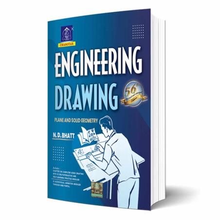 Book cover number 1 for Engineering Drawing : Plane And Solid Geometry (56th Edition) written by N. D. Bhatt published by Charotar Publishing House Pvt. Ltd.