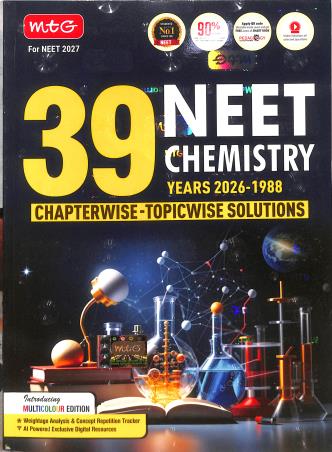 Book cover number 1 for 39 NEET Chemistry (Years 2026-1988) Chapterwise Topicwise Solution (For NEET 2027) written by NA published by MTG Learning Media (P) Ltd.