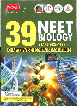 Book cover number 1 for 39 NEET Biology (Years 2026-1988) Chapterwise Topicwise Solution (For NEET 2027) written by NA published by MTG Learning Media (P) Ltd.