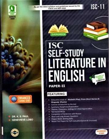 Book cover number 1 for Self-Study Literature In English Paper 2 ISC Class 11 (March 2027 Examination) NCF 2023 written by NA published by Evergreen Publications (India) Ltd.