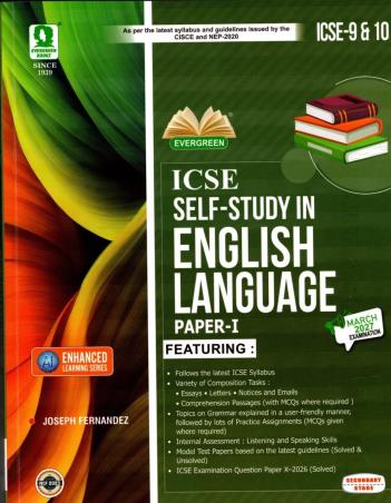 Book cover number 1 for ICSE Self Study In English Language  Paper 1 Class 9 & 10 (March 2027 Examination) NCF 2023 written by NA published by Evergreen Publications (India) Ltd.