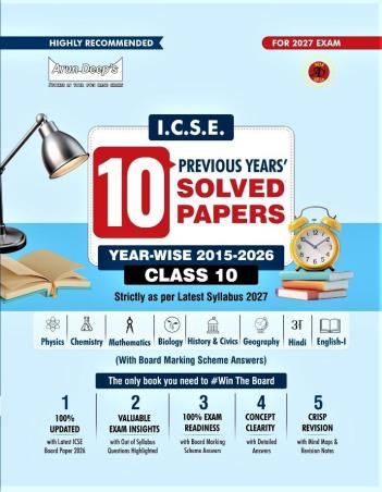 Book cover number 1 for Arun Deep's ICSE 10 Previous Years' Solved Papers (Year-Wise 2015-2026) Class 10 (For 2027 Exam) written by NA published by Ravinder Singh & Sons