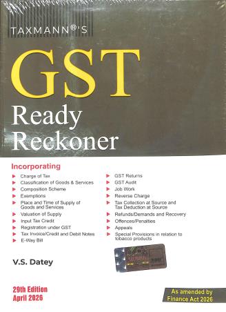 Book cover number 1 for Taxmann's GST Ready Reckoner written by V. S. Datey published by Taxmann Publications Pvt. Ltd.