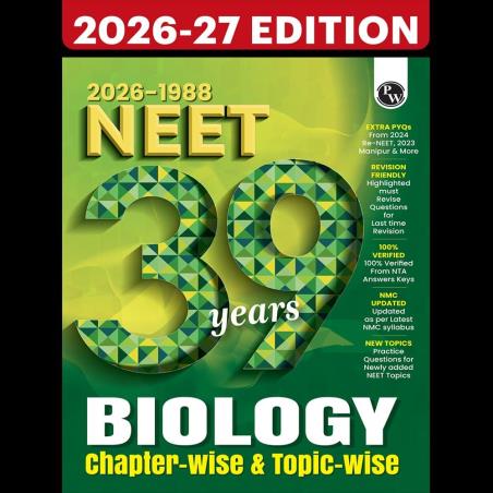 Book cover number 1 for NEET 39 Years Biology (2026-1988) Chapter-Wise & Topic-Wise (2026-27 Edition) written by NA published by Physicswallah Private Limited