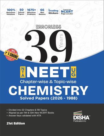 Book cover number 1 for Errorless 39 NTA NEET UG Chapter-Wise & Topic-Wise Chemistry Solved Papers (2026-1988) written by NA published by Disha Publication