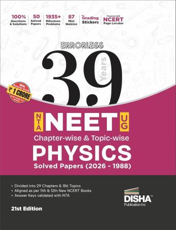 Book cover number 1 for Errorless 39 NTA NEET UG Chapter-Wise & Topic-Wise Physics Solved Papers (2026-1988) written by NA published by Disha Publication