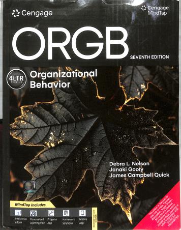 Book cover number 1 for ORGB With Mindtap written by Debra L. Nelson, James Campbell Quick, Janaki Gooty published by Cengage Learning India Private Limited