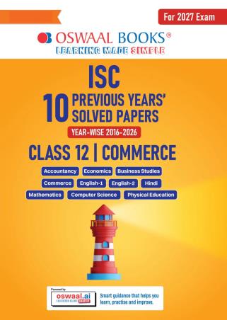 Book cover number 1 for Oswaal ISC 10 Previous Years' Solved Papers Year-Wise (2016-2026) Commerce Class 12 (For 2027 Exam) written by NA published by Oswaal Books