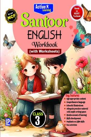 Book cover number 1 for Active Learning Santoor English Workbook Class 3 (With Worksheet) NCF written by NA published by Laxmi Publications (P) Ltd.