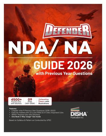 Book cover number 1 for Defender NDA / NA Guide 2026 With Previous Years Questions written by NA published by Disha Publication