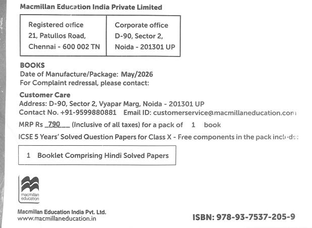 Book cover number 2 for Frank ICSE 5 Years' Question Papers Class 10 (With Hindi) 2026 Edition (2 Package) written by NA published by Macmillan Education