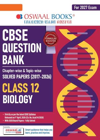 Book cover number 1 for Oswaal CBSE Question Bank Solved Papers (2017-2026) Class 12 Biology (For 2027 Exam) written by NA published by Oswaal Books