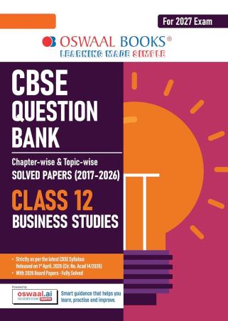 Book cover number 1 for Oswaal CBSE Question Bank Solved Papers (2017-2026) Class 12 Business Studies (For 2027 Exam) written by NA published by Oswaal Books