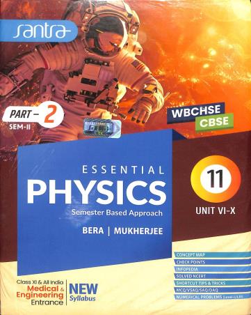 Book cover number 2 for Essential Physics Class 11 Sem 1 & 2 Part 1 & 2 written by Sujit Kumar Bera published by Santra Publication Pvt. Ltd