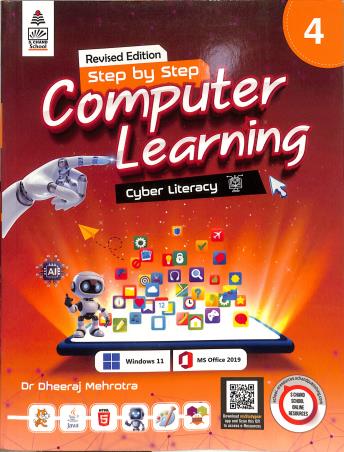 Book cover number 1 for Step By Step Computer Learning 4 (Windows 11 MS Office 2019) written by NA published by S. Chand Publishing