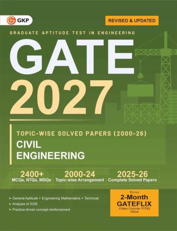 Book cover number 1 for GATE 2027 Topic-Wise Solved Papers (2000-26) Civil Engineering written by NA published by G. K. Publications (P) Ltd.