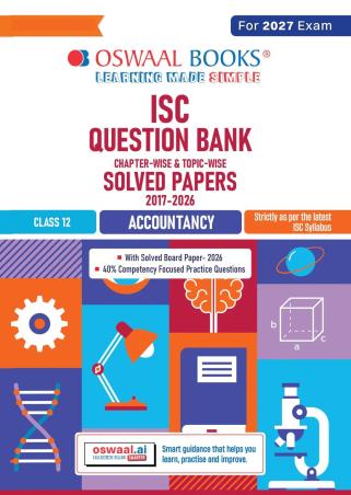 Book cover number 1 for Oswaal ISC Question Bank Solved Papers 2017-2026 Class 12 Accounts (For 2027 Exam) written by NA published by Oswaal Books