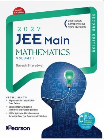 Book cover number 1 for JEE Main Mathematics (Volume 1) 2027 written by Gavesh Bharadwaj published by Pearson Education