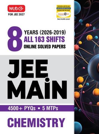 Book cover number 1 for 8 Years (2026-2019) All 163 Shift Online Solved Papers JEE Main Chemistry (For JEE 2027) written by NA published by MTG Learning Media (P) Ltd.