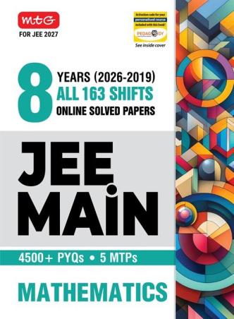 Book cover number 1 for 8 Years (2026-2019) All 163 Shift Online Solved Papers JEE Main Mathematics (For JEE 2027) written by NA published by MTG Learning Media (P) Ltd.