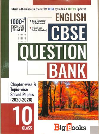 Book cover number 1 for CBSE Question Bank English Class 10 (Chapter & Topicwise Solved Papers) 2020-2026 written by NA published by Big Books
